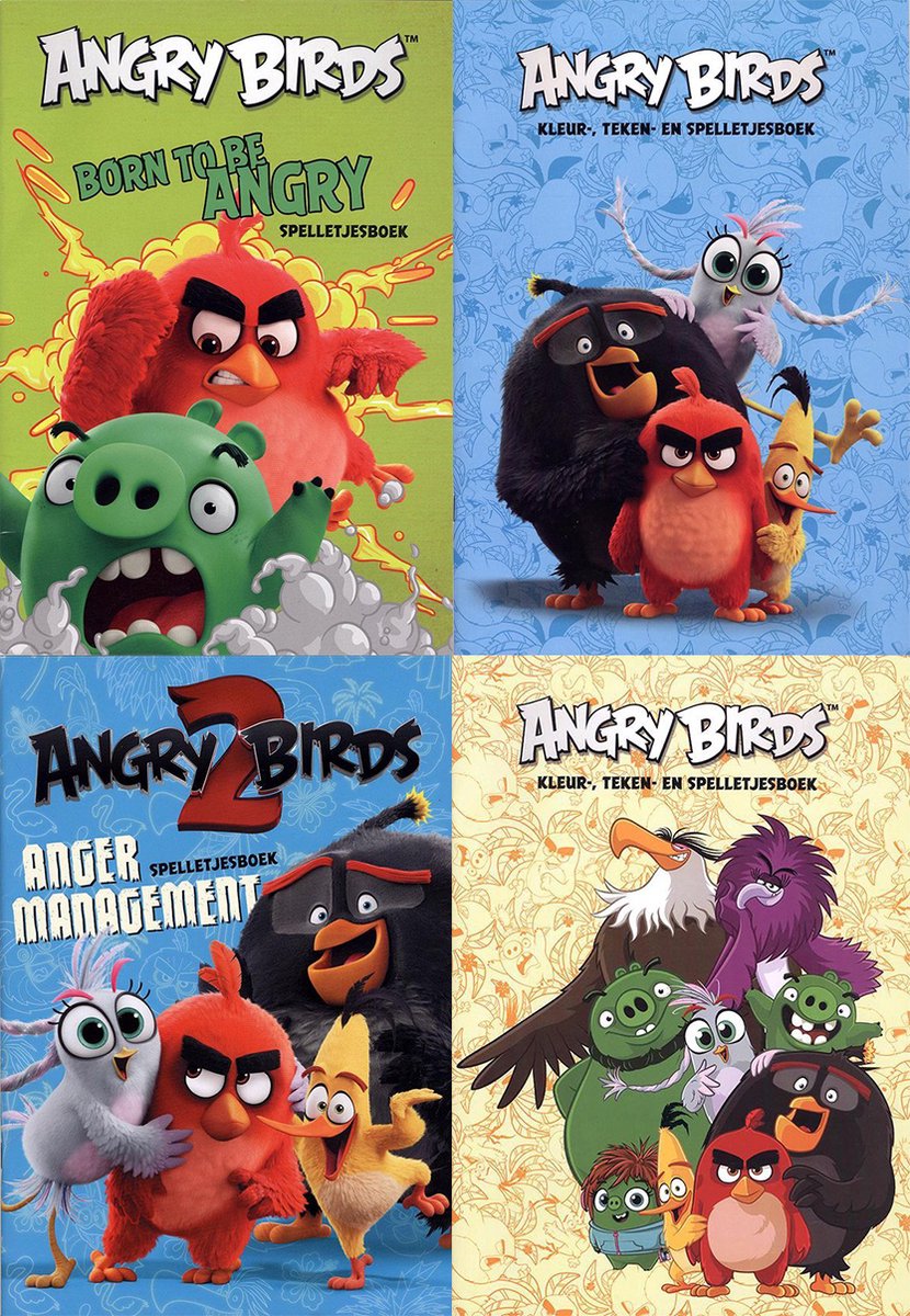 Angry Birds Spelletjesboek Pakket (4 verschillende boekjes) | Speelgoed voor kinderen jongens meisjes | Stripboek, Speelboek, Spelen, Kinderboek, Vakantieboek, Kleuren, Tekenen, Spelboek